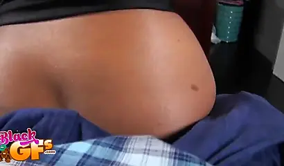 Gorgeous ebony girlfriend has her tight cunt licked before sucking a black cock