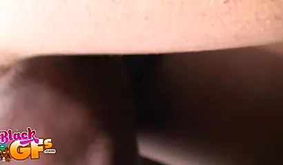 Gorgeous ebony girlfriend has her tight cunt licked before sucking a black cock