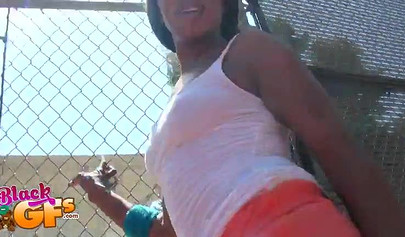 Petite ebony girlfriend has her tight pussy licked before gagging on a big dick