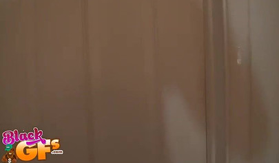 Petite ebony girlfriend has her tight pussy licked before gagging on a big dick