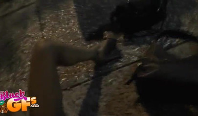 Two kinky black teens strip on a sidewalk after party and tease while in public