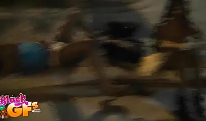 Two kinky black teens strip on a sidewalk after party and tease while in public