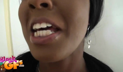 Gorgeous black babe shows off her perfect body and fucks