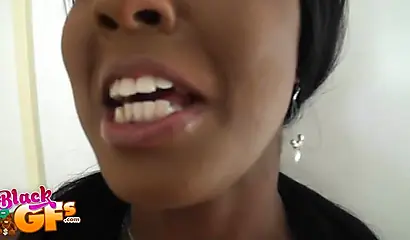 Gorgeous black babe shows off her perfect body and fucks