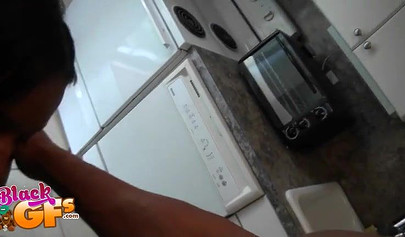 Gorgeous ebony babe in a bikini shows off her body