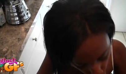 Gorgeous ebony babe in a bikini shows off her body