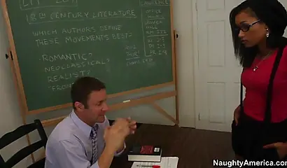 Female ebony hipster student gets fucked by teacher for grade
