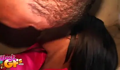 Two young black girls team up on a big dick