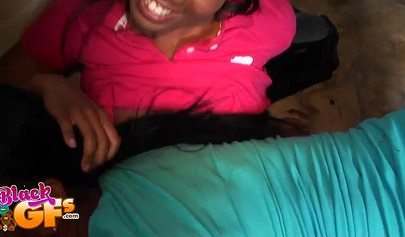 Black babe gets fucked by her friend in a threesome