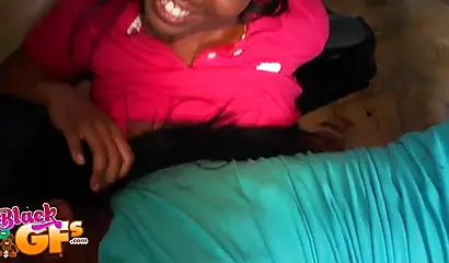 Black babe gets fucked by her friend in a threesome