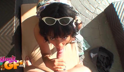 Tight dark babe loves cock so she sucks and fucks