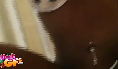 Black stepsister wants to please her white stepbro with blowjob