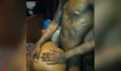 Thot ebony gets drilled in her mouth and pussy too