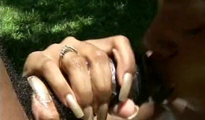 Hot ebony girl sucks off her man and loves it