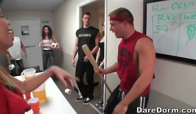 College kids including some ebony babes having some party fun