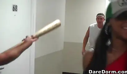 College kids including some ebony babes having some party fun