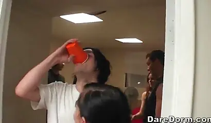 College kids including some ebony babes having some party fun