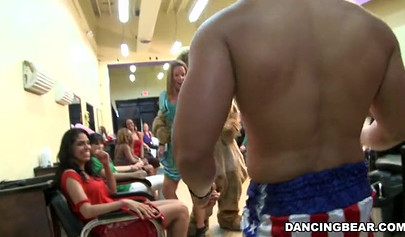 Party with a bear getting sucked off by black women