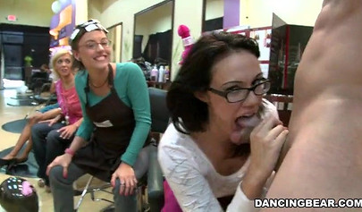 Party with a bear getting sucked off by black women