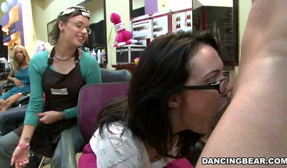 Party with a bear getting sucked off by black women