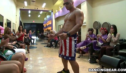 Party with a bear getting sucked off by black women