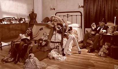 Black and white maid dolls come to life to fuck