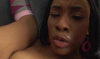 Ebony bitch just can't stop herself from sucking some cock