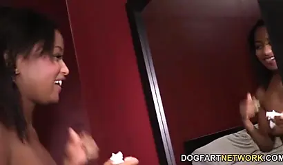 Black abbe sucks two cocks at once like a pro