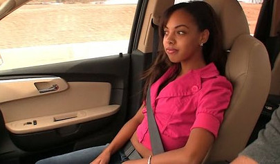 Black abbe undresses and gets nude in her friend's car