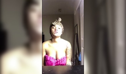 Thick black girl shakes her fat ass cheeks and also her massive thick titties