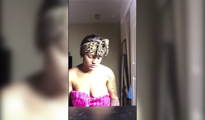 Thick black girl shakes her fat ass cheeks and also her massive thick titties