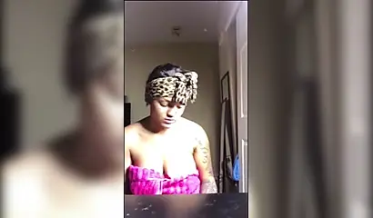 Thick black girl shakes her fat ass cheeks and also her massive thick titties