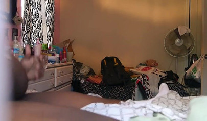 Tight ebony lass gets drilled by her mature boyfriend while moaning very loudly