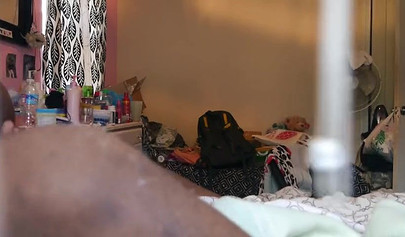 Tight ebony lass gets drilled by her mature boyfriend while moaning very loudly