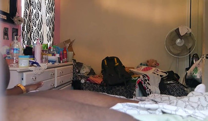 Tight ebony lass gets drilled by her mature boyfriend while moaning very loudly