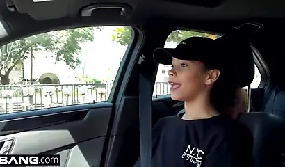 Petite ebony girl sucks a big fat white dick and then gets nicely fucked by it