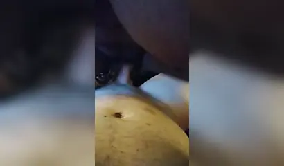 Ebony chick rides a huge white dick until she receives that creamy surprise