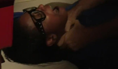 Ebony girl sucks and gets fucked by a white granddad and his big pale dick