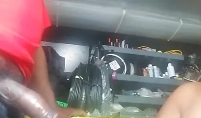 Black redhead eats up that big fat dick and moans for her man for his pleasure