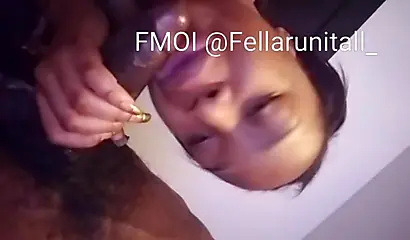 Black gal with a big fat booty gets that throat fucked by her horny hung BF