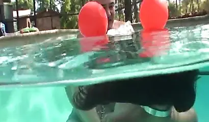 Skinny ebony vixen is hogtied underwater and exposed completely naked for cam