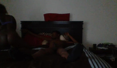 Skinny black dude drills a thick black cutie and makes her moan very loudly