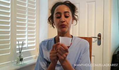 Ebony nurse feels up on your cock and teases with it while still wearing gloves