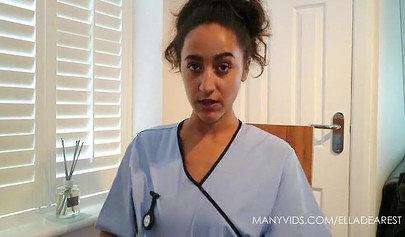 Ebony nurse feels up on your cock and teases with it while still wearing gloves