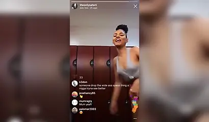 Enticing black vixen twerks and makes those big fat cheeks clap on the camera