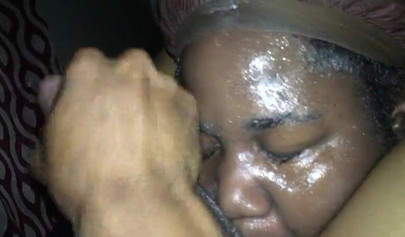 Thick black girl sucks on dick all over and makes sure to lick on the balls too