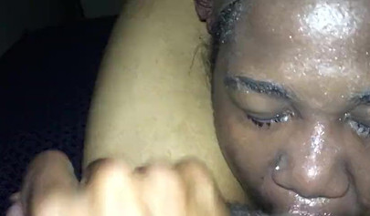 Thick black girl sucks on dick all over and makes sure to lick on the balls too