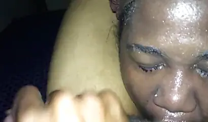 Thick black girl sucks on dick all over and makes sure to lick on the balls too