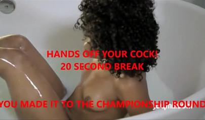 Big booty ebony cutie feels up on that tight little cunt of hers and moans loud