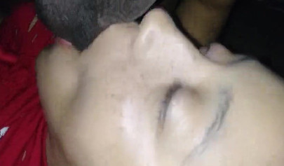 Naughty ebony amateur chick deepthroats a massive black cock until she chokes